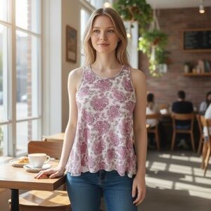 American Eagle Outfitters - Flowy Pink Paisley Racerback Tank - sleeveless